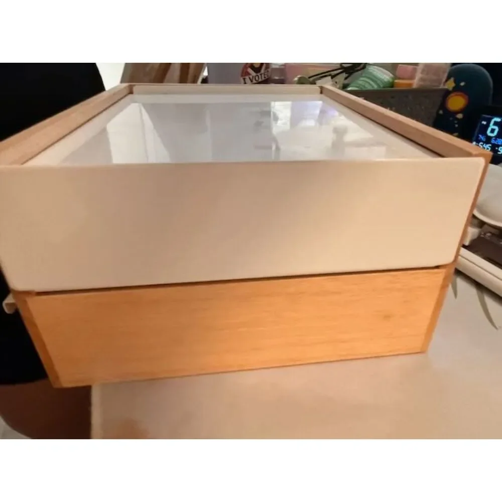 Umbra Stowit Jewelry Box — White & Natural Wood, Modern Storage Organizer